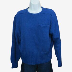 VTG :Lizsport Liz Sport Women's Navy Crew Neck Cotton Sweater 1980's Size Large